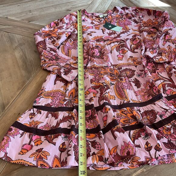 Tuckernuck Pink Ornate Chintz Boho Dress‎ Size L Long Sleeve Tiered Floral NWT - Picture 11 of 11